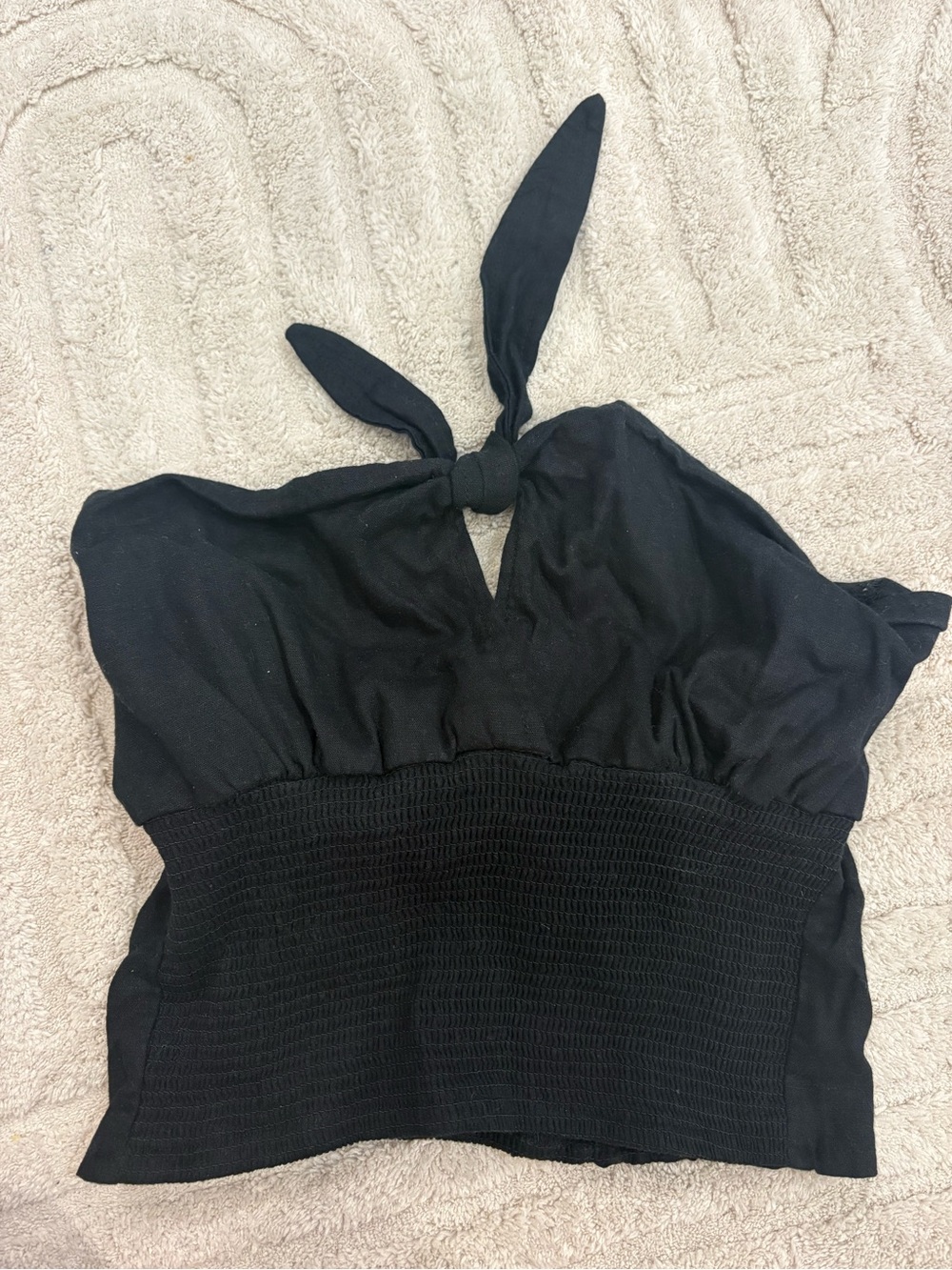 PacSun Black Smocked Halter Crop Top